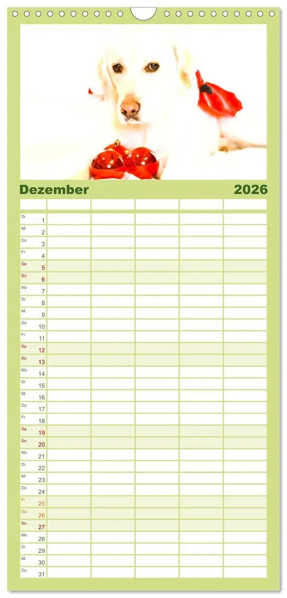 Bild: 9783516519532 | Familienplaner 2026 - Labrador Retriever 2026 mit 5 Spalten...