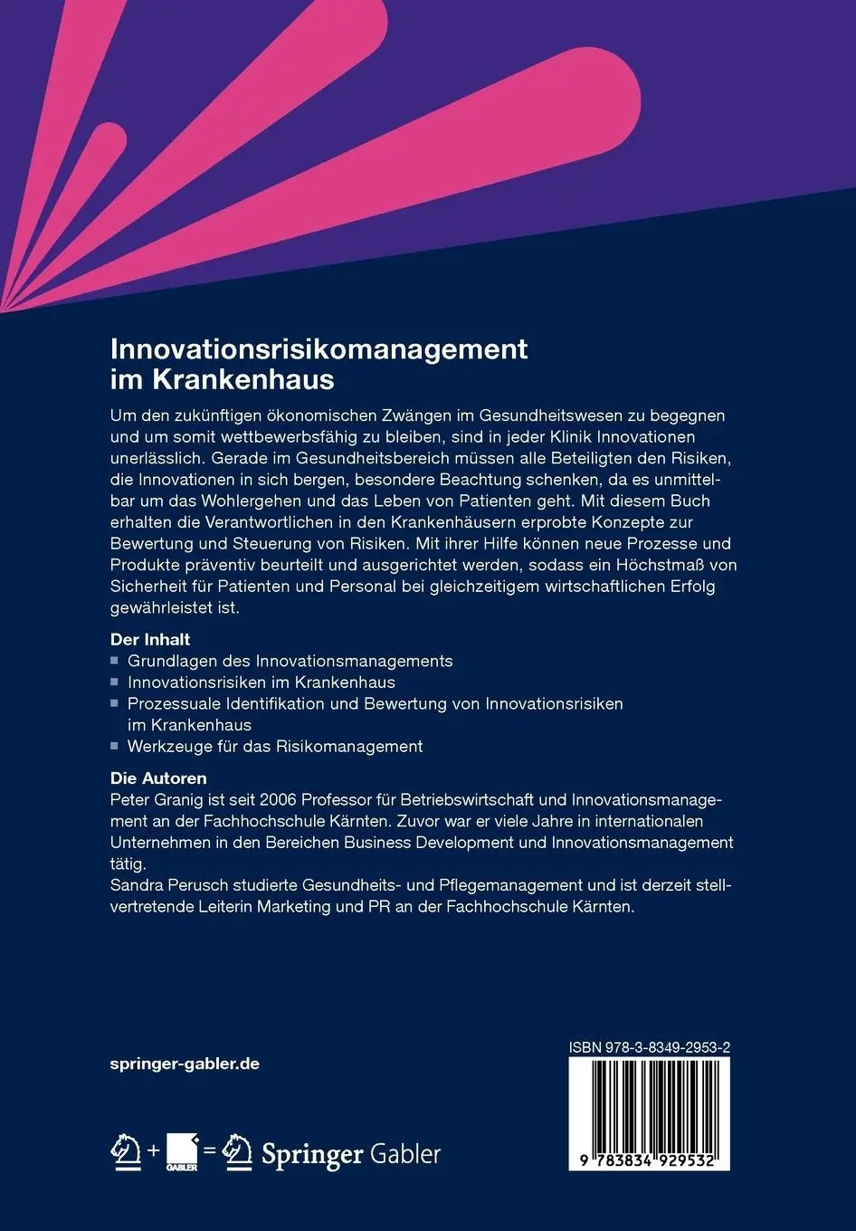 Rückseite: 9783834929532 | Innovationsrisikomanagement im Krankenhaus | Sandra Perusch (u. a.)