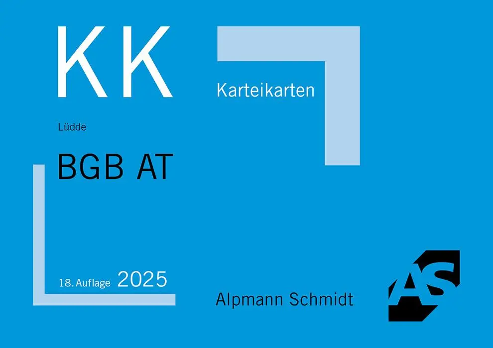 Cover: 9783867529532 | Karteikarten BGB Allgemeiner Teil | Jan Stefan Lüdde | Taschenbuch
