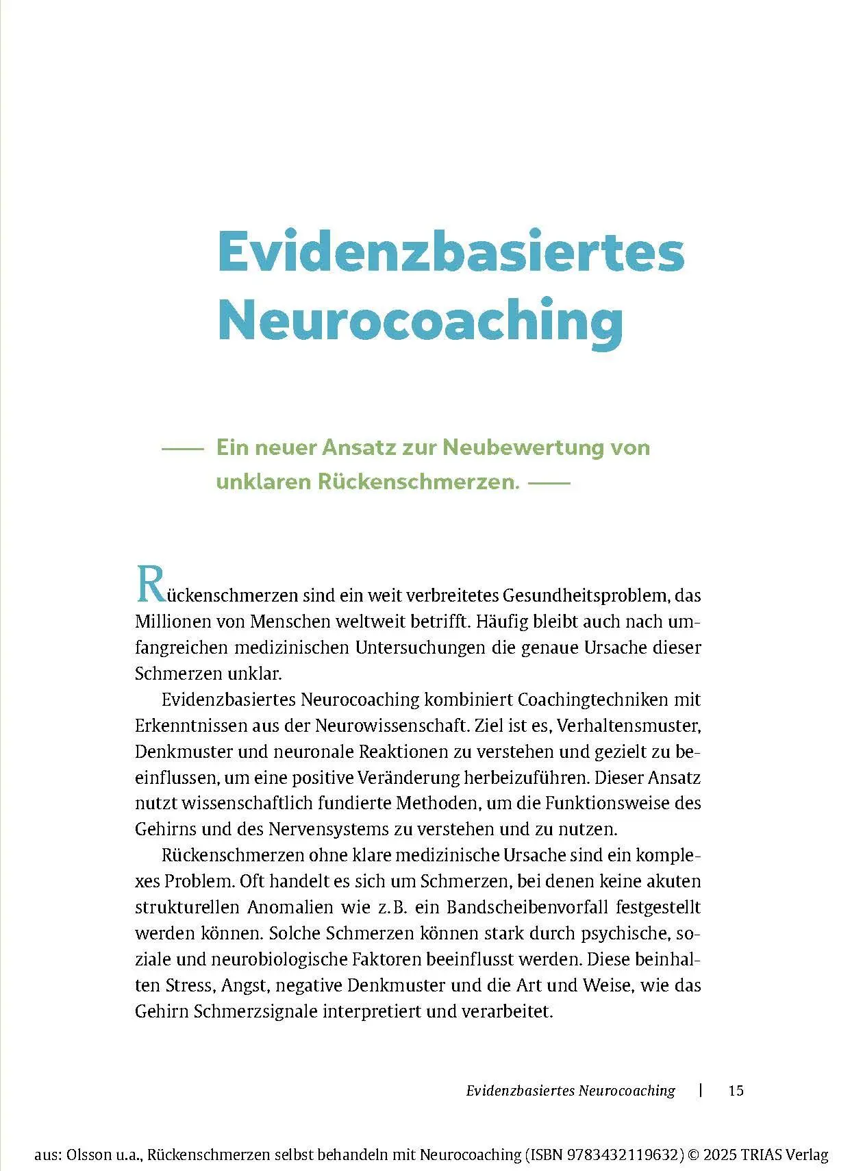 Bild: 9783432119632 | Rückenschmerzen selbst behandeln mit Neurocoaching | Olsson (u. a.)