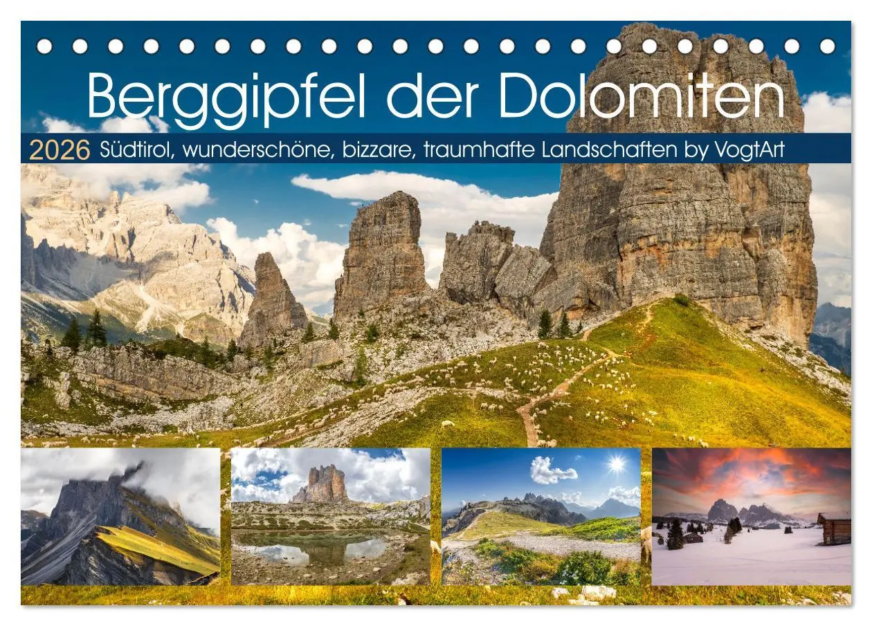 Cover: 9783457589632 | Berggipfel der Dolomiten (Tischkalender 2026 DIN A5 quer), CALVENDO...