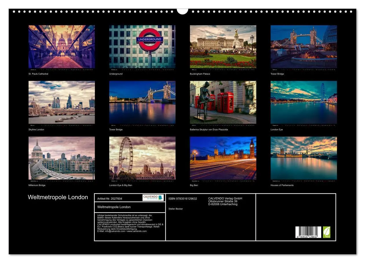 Bild: 9783516129632 | Weltmetropole London (Wandkalender 2026 DIN A2 quer), CALVENDO...
