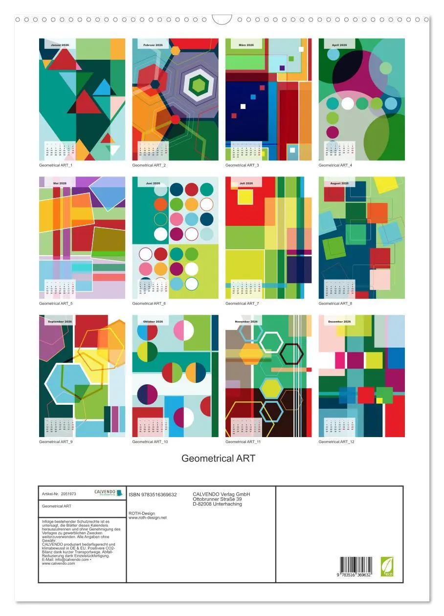 Bild: 9783516369632 | Geometrical ART (Wandkalender 2026 DIN A2 hoch), CALVENDO...
