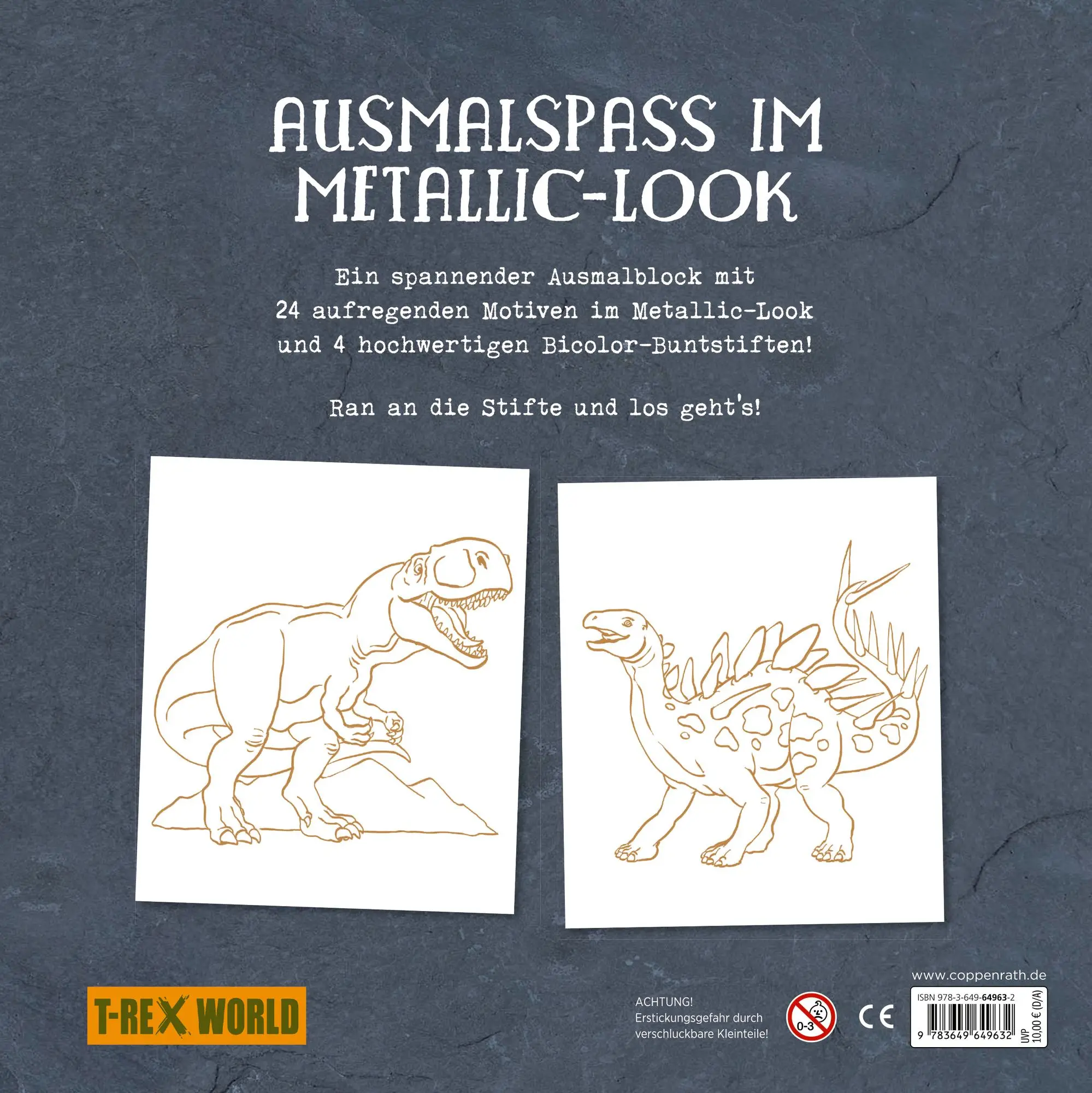 Rückseite: 9783649649632 | Metallic-Malen (Allosaurus) | Raimund Frey | Buch | 48 S. | Deutsch