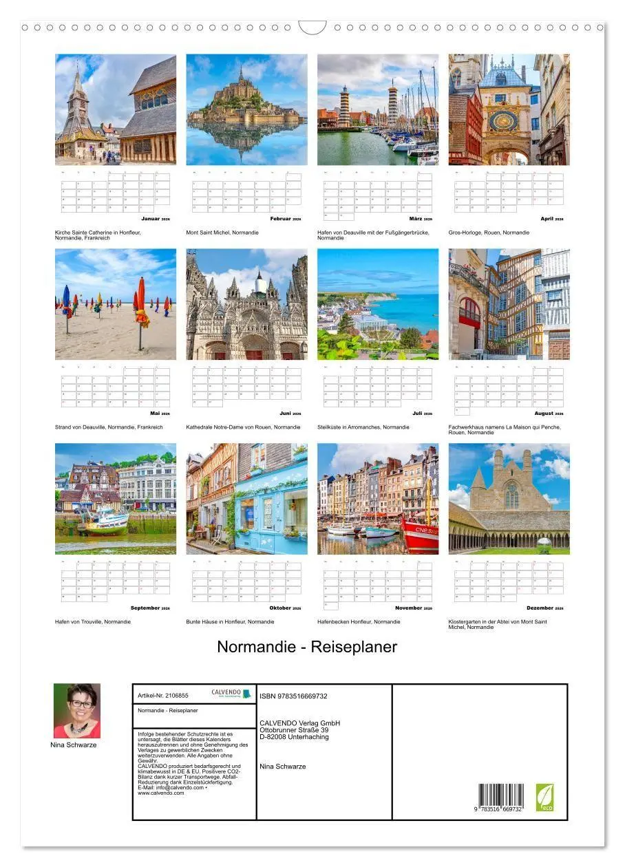 Bild: 9783516669732 | Normandie - Reiseplaner (Wandkalender 2026 DIN A2 hoch), CALVENDO...