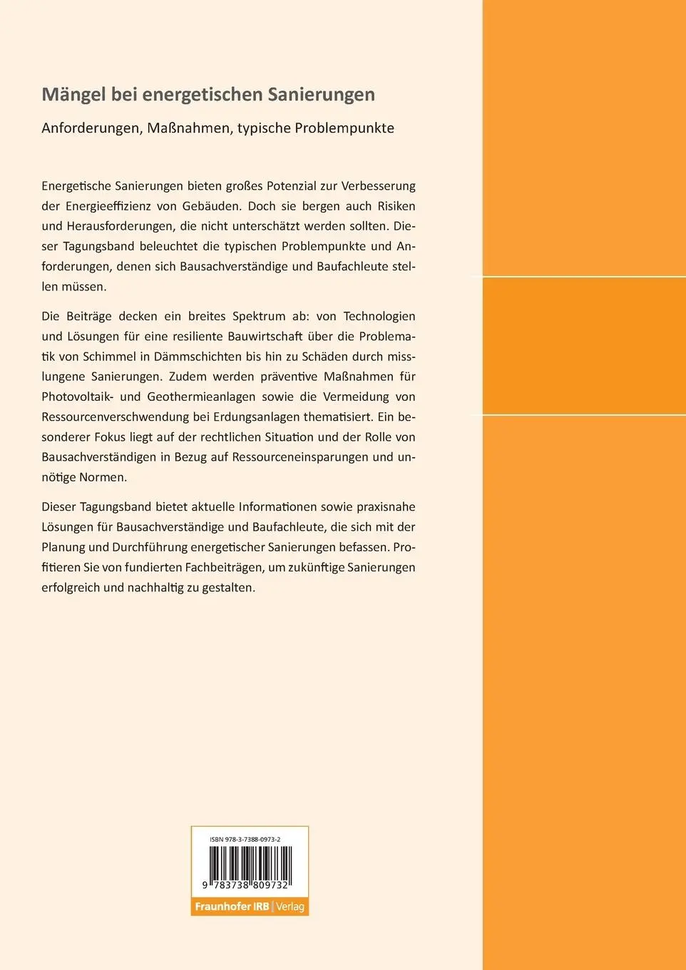 Rückseite: 9783738809732 | Mängel bei energetischen Sanierungen | Rafael Gramm (u. a.) | Buch