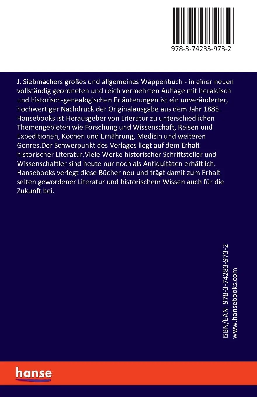 Rückseite: 9783742839732 | J. Siebmachers großes und allgemeines Wappenbuch | Konrad Blazek