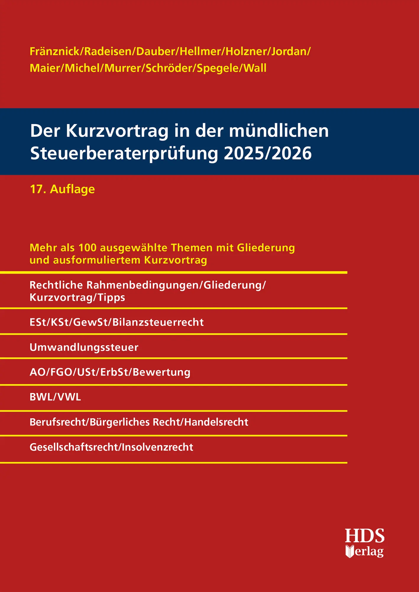 Cover: 9783955549732 | Der Kurzvortrag in der mündlichen Steuerberaterprüfung 2025/2026