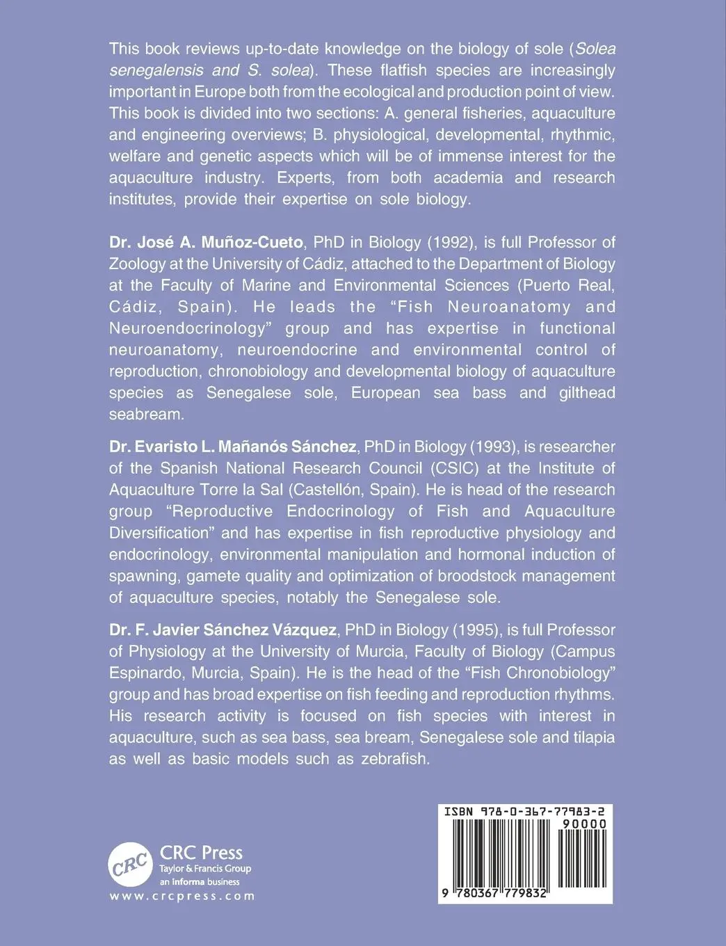 Rückseite: 9780367779832 | The Biology of Sole | José A. Munoz-Cueto (u. a.) | Taschenbuch | 2021