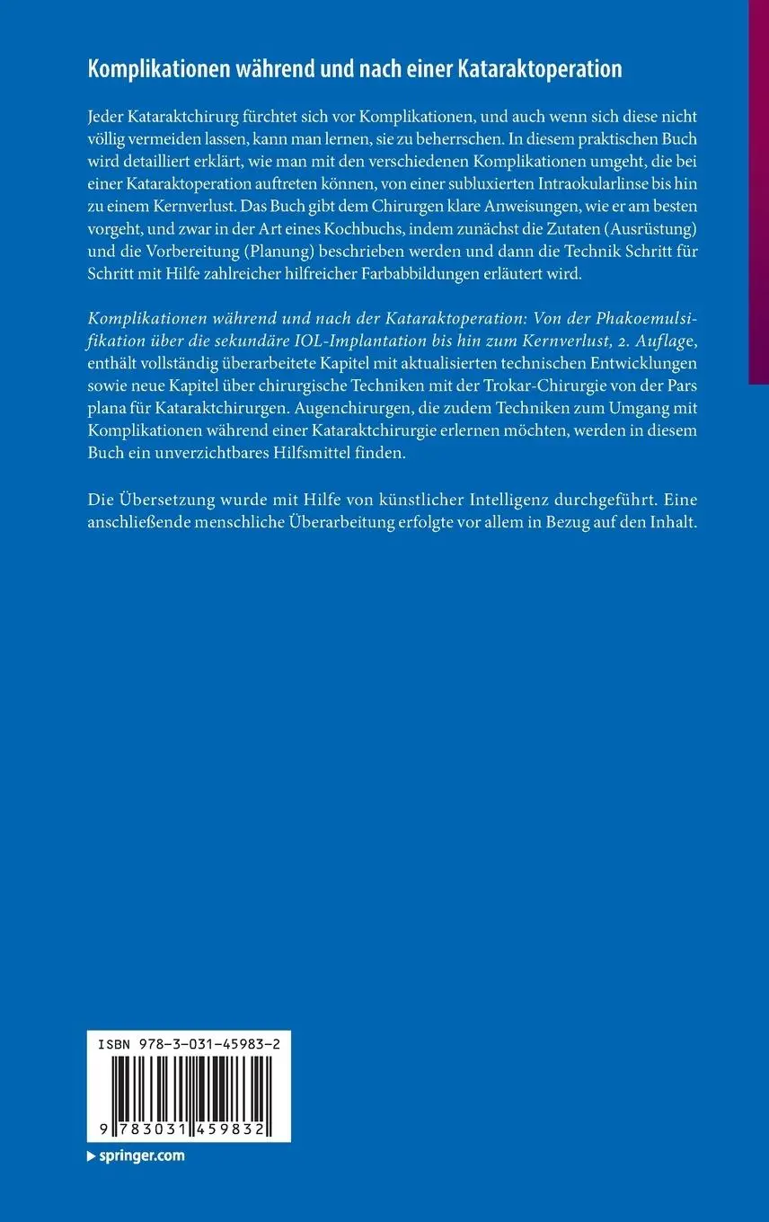 Rückseite: 9783031459832 | Komplikationen während und nach einer Kataraktoperation | Buch | xiii