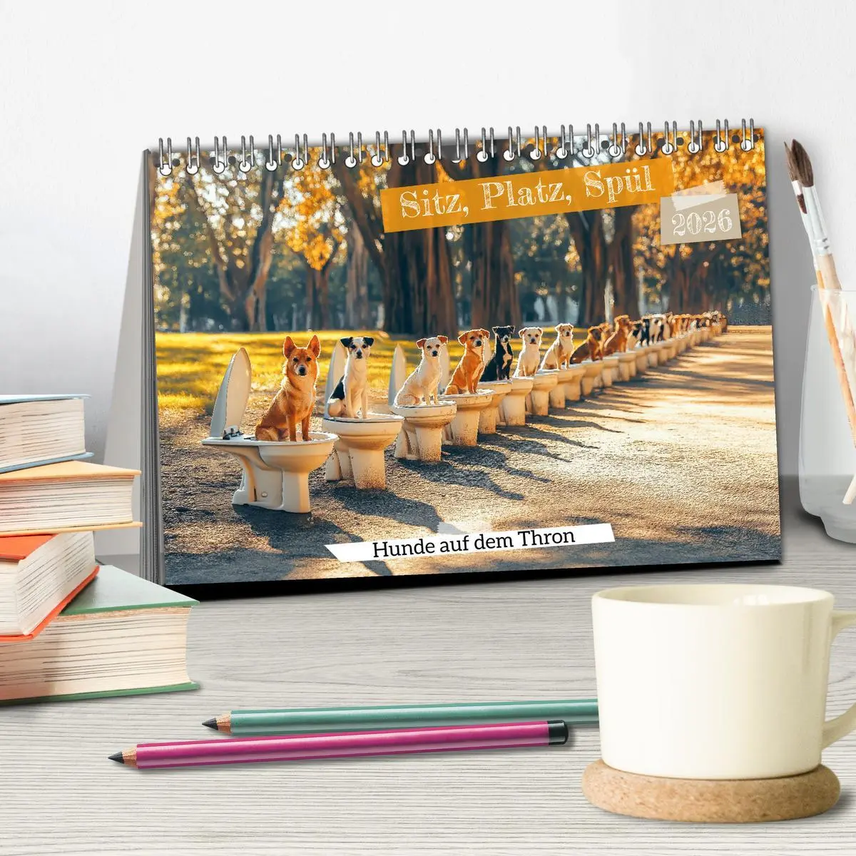 Bild: 9783457329832 | Sitz, Platz, Spül - Hunde auf dem Thron (Tischkalender 2026 DIN A5...