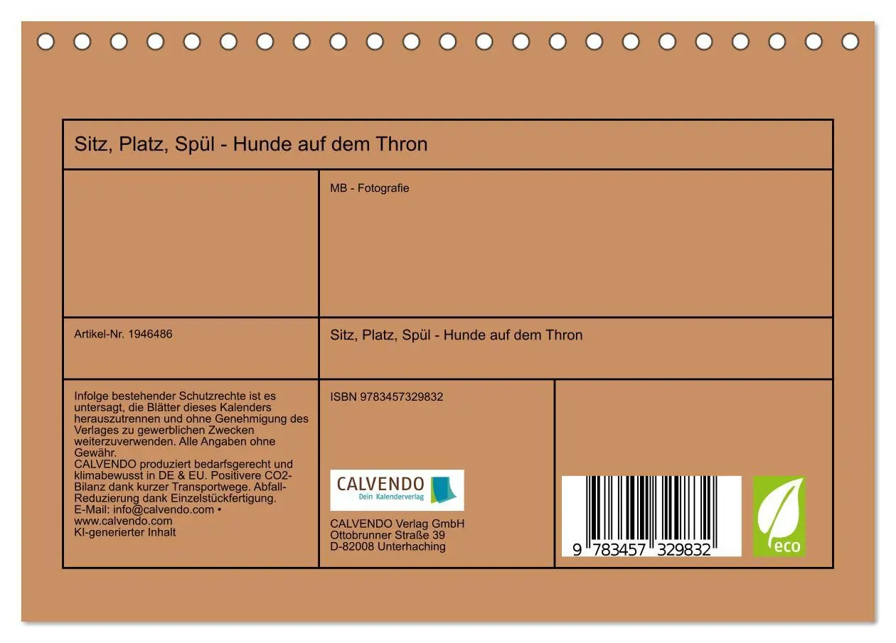 Bild: 9783457329832 | Sitz, Platz, Spül - Hunde auf dem Thron (Tischkalender 2026 DIN A5...
