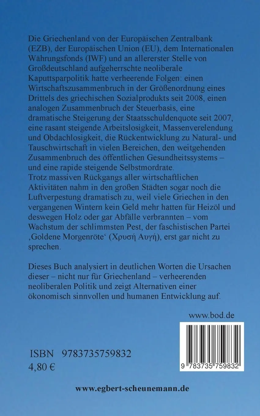 Rückseite: 9783735759832 | Griechenland als Exempel | Egbert Scheunemann | Taschenbuch | 60 S.