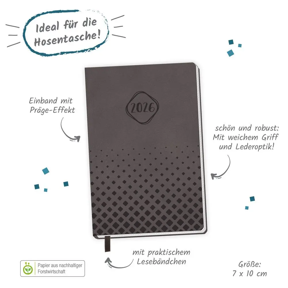 Bild: 4251901509932 | Trötsch Taschenkalender A7 Soft Touch Anthrazit 2026 | KG | Kalender