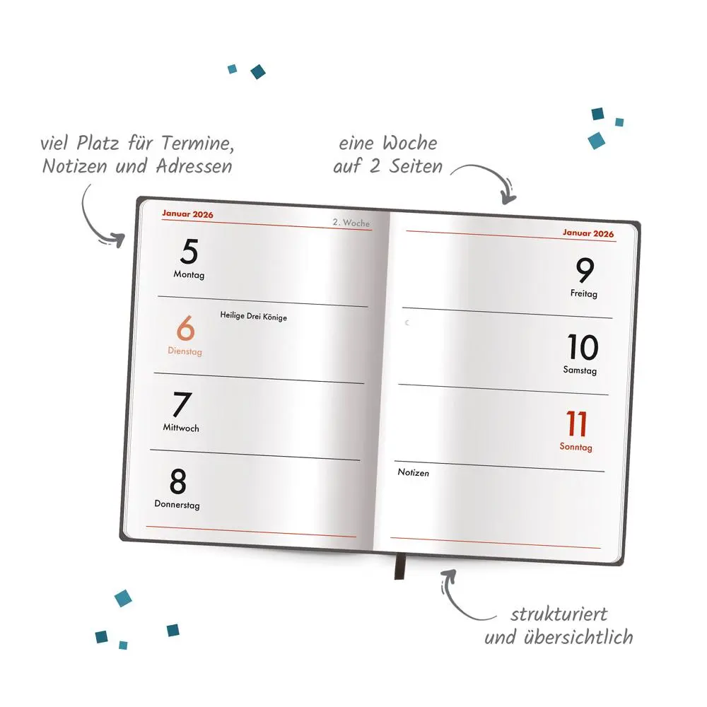 Bild: 4251901509932 | Trötsch Taschenkalender A7 Soft Touch Anthrazit 2026 | KG | Kalender