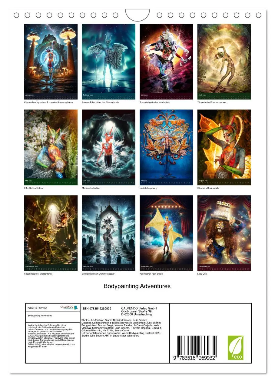 Bild: 9783516269932 | Bodypainting Adventures (Wandkalender 2026 DIN A4 hoch), CALVENDO...