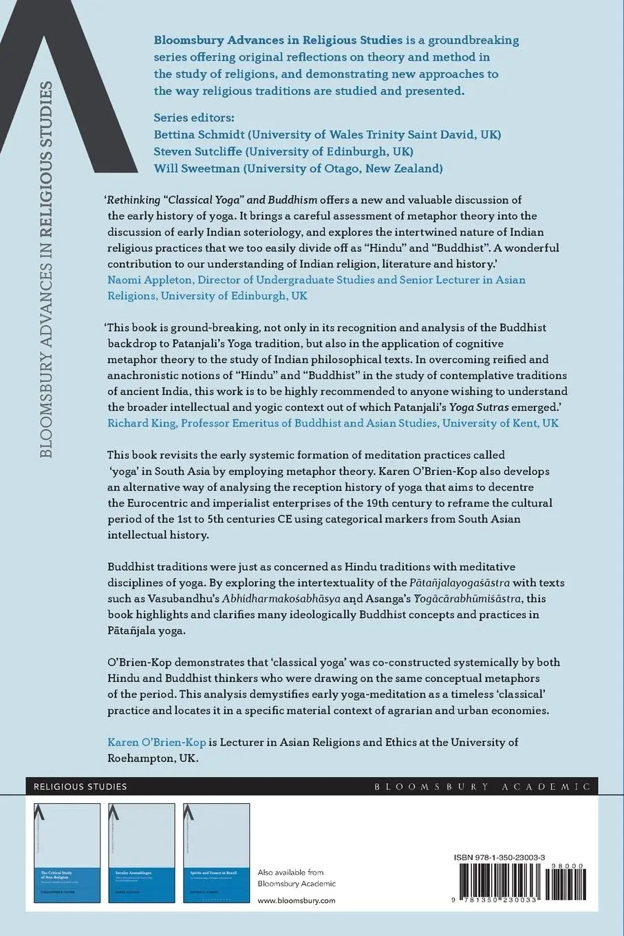 Rückseite: 9781350230033 | Rethinking 'Classical Yoga' and Buddhism | Karen O'Brien-Kop | Buch