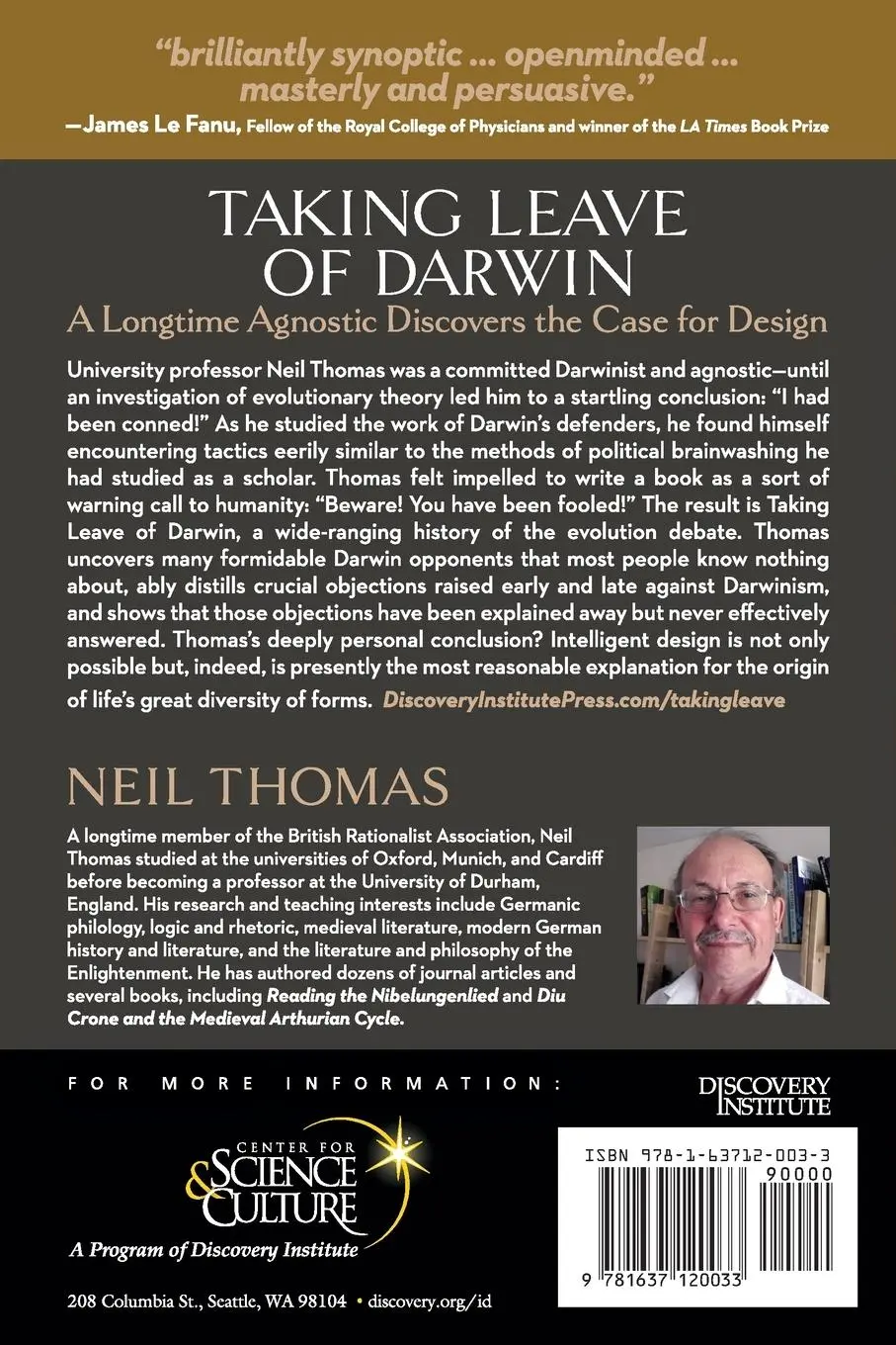 Rückseite: 9781637120033 | Taking Leave of Darwin: A Longtime Agnostic Discovers the Case for...