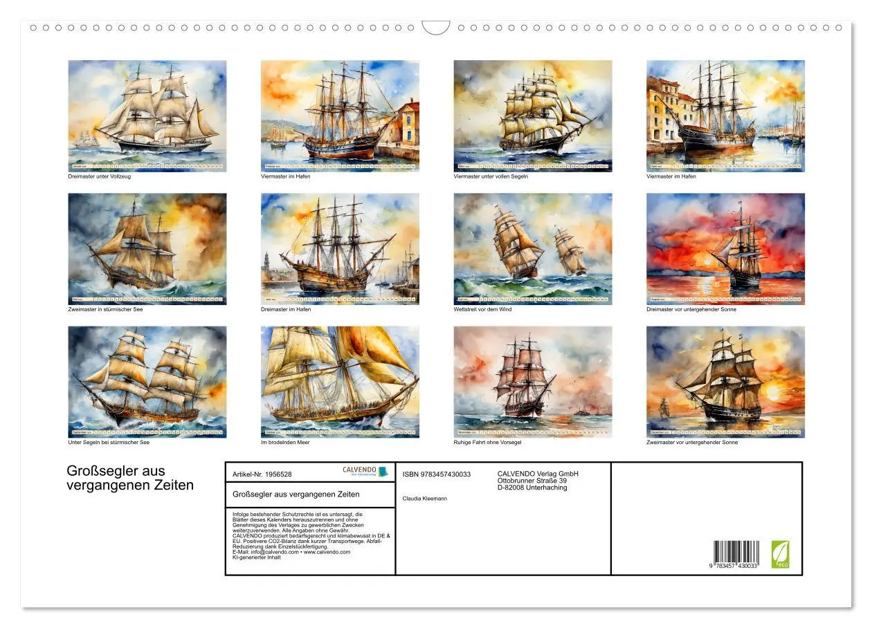 Bild: 9783457430033 | Großsegler aus vergangenen Zeiten (Wandkalender 2026 DIN A2 quer),...
