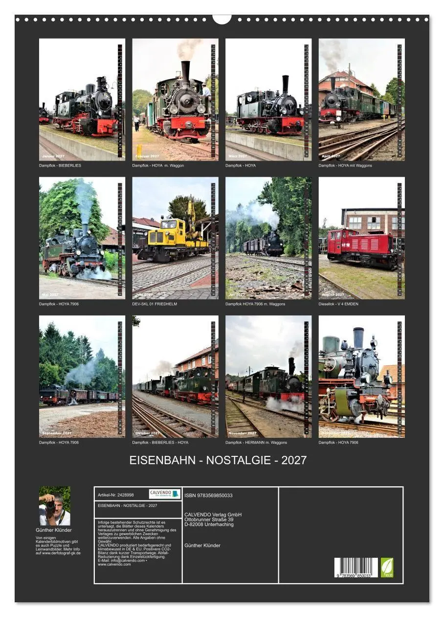 Bild: 9783569850033 | EISENBAHN - NOSTALGIE - 2027 (Wandkalender 2027 DIN A2 hoch),...