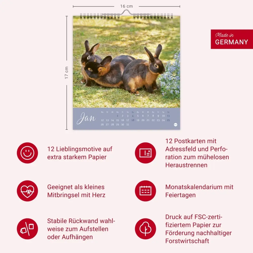 Bild: 9783756410033 | Süße Kaninchen Postkartenkalender 2026 | Monika Wegler | Kalender