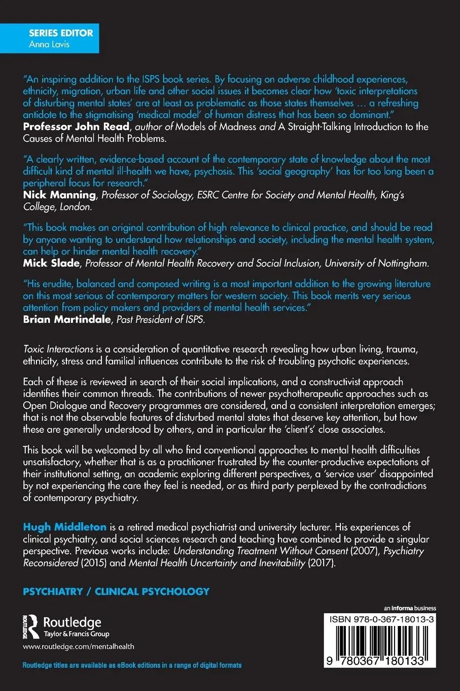 Rückseite: 9780367180133 | Toxic Interactions and the Social Geography of Psychosis | Middleton
