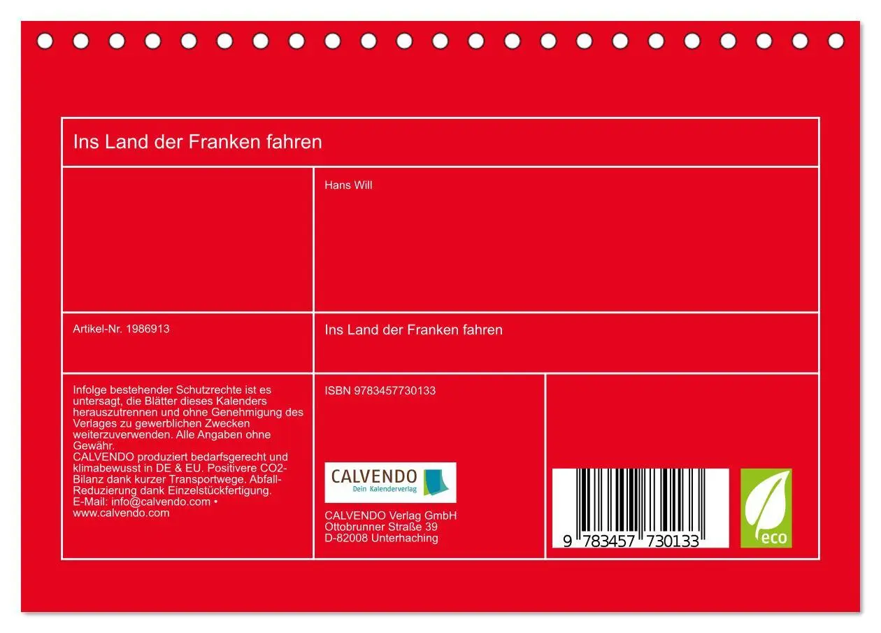 Bild: 9783457730133 | Ins Land der Franken fahren (Tischkalender 2026 DIN A5 quer),...