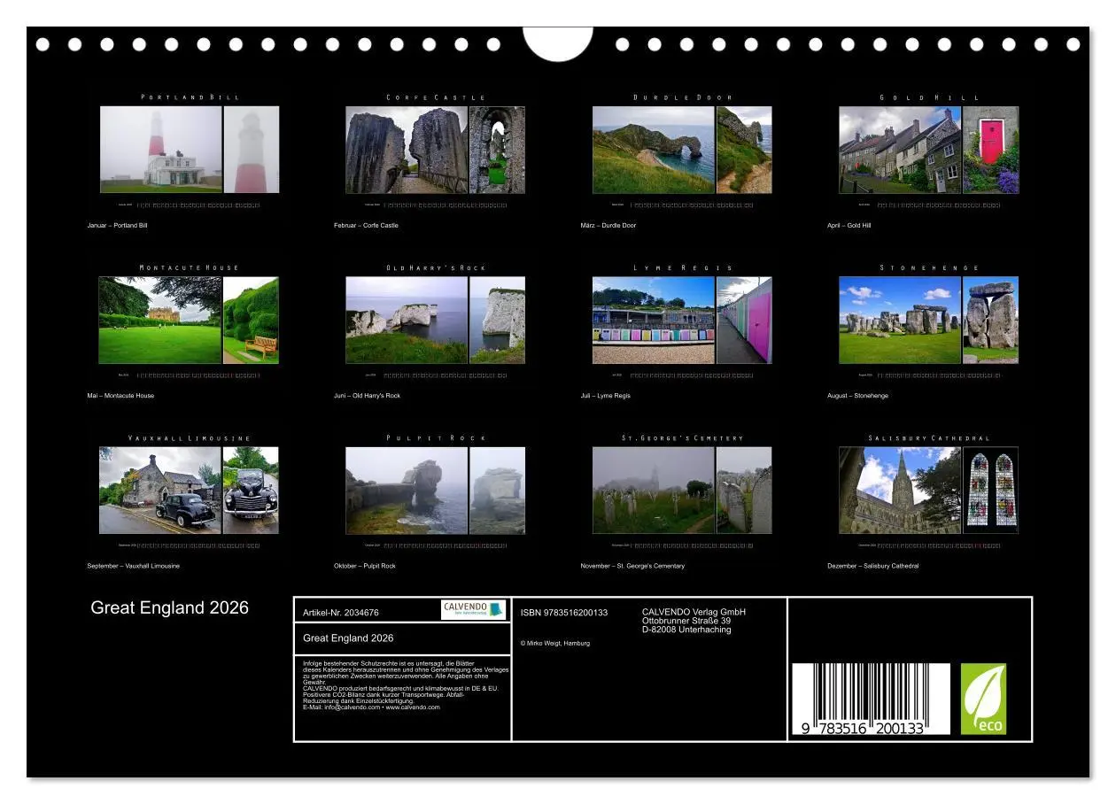 Bild: 9783516200133 | Great England 2026 (Wandkalender 2026 DIN A4 quer), CALVENDO...