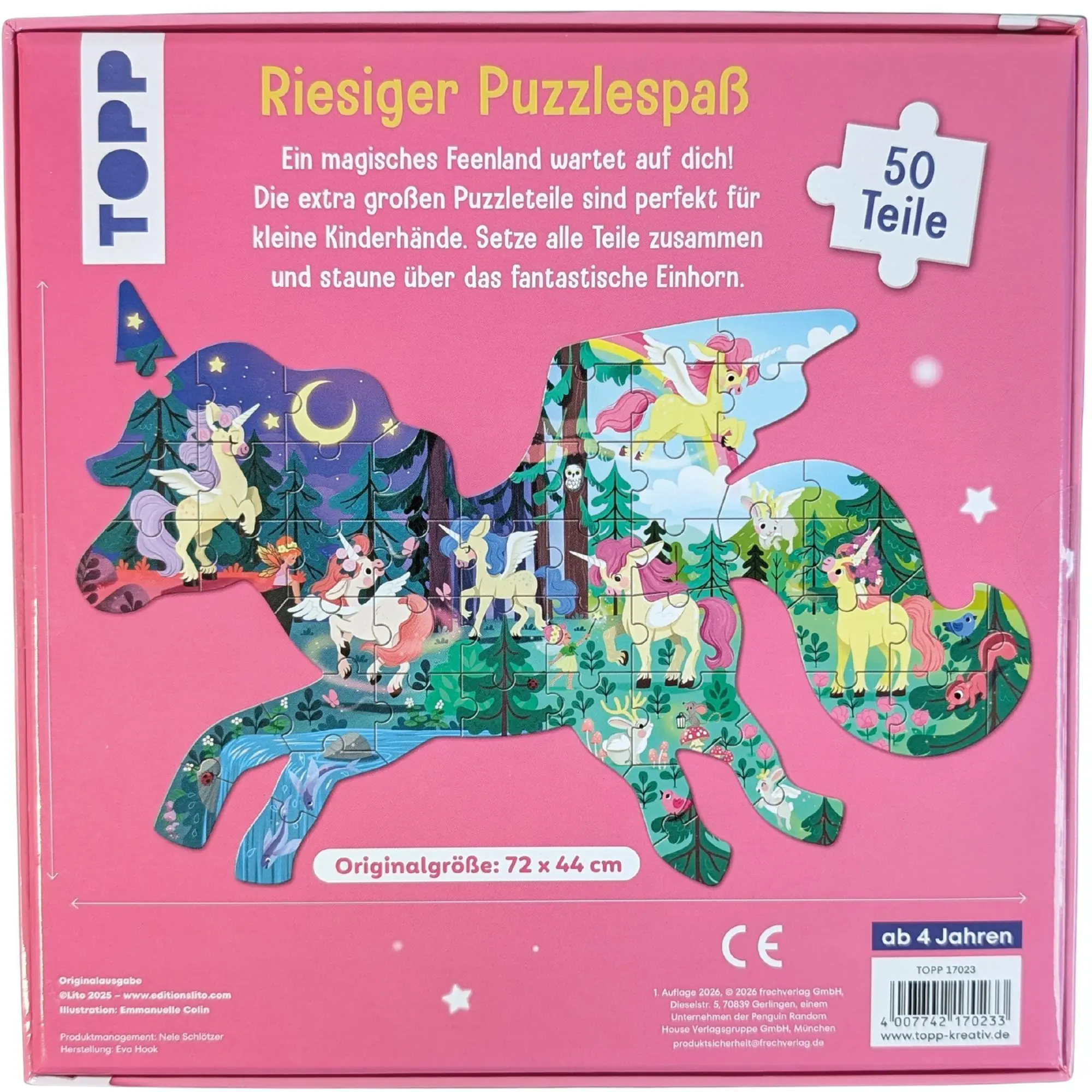 Bild: 4007742170233 | Einhorn XXL-Formpuzzle | Bodenpuzzle mit 50 Teilen | Emmanuelle Colin