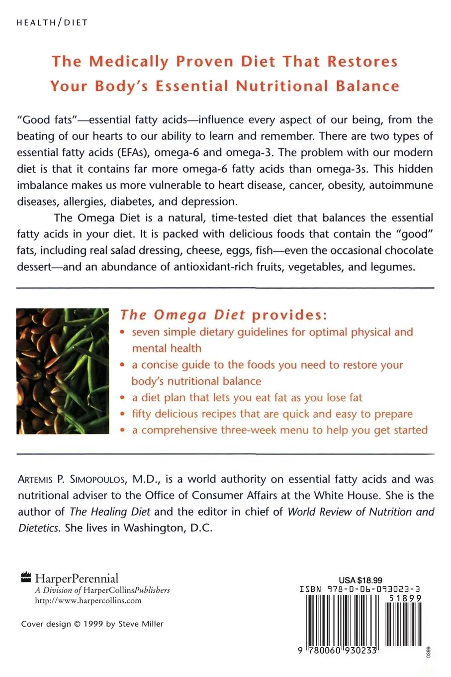 Rückseite: 9780060930233 | Omega Diet, The | Artemis P. Simopoulos | Taschenbuch | Englisch