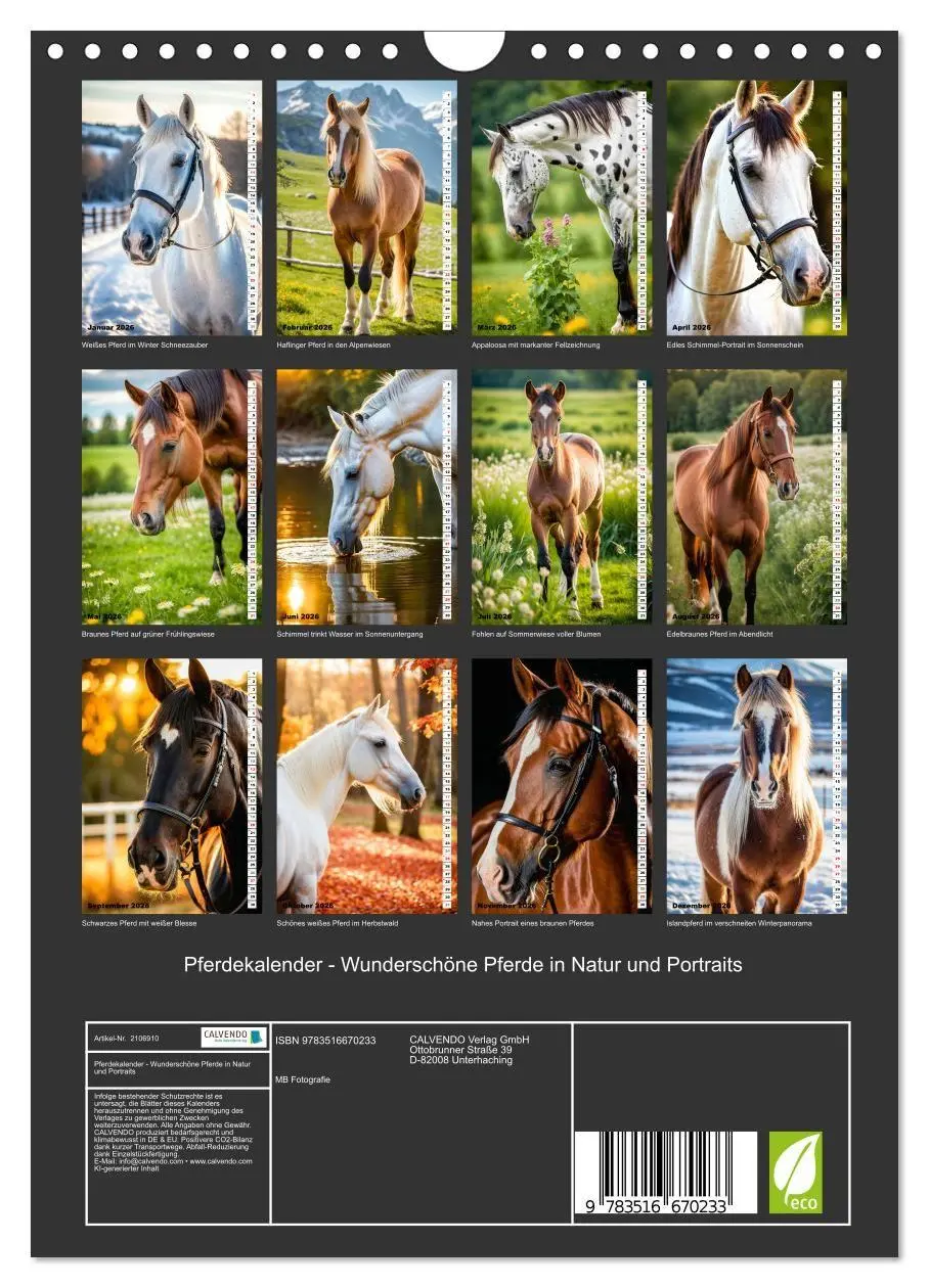 Bild: 9783516670233 | Pferdekalender - Wunderschöne Pferde in Natur und Portraits...