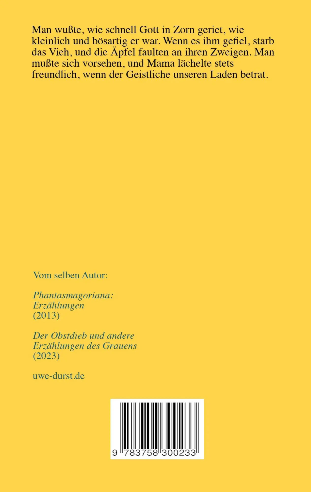 Rückseite: 9783758300233 | Das Bestiarium | Erzählungen | Uwe Durst | Taschenbuch | 128 S. | 2023