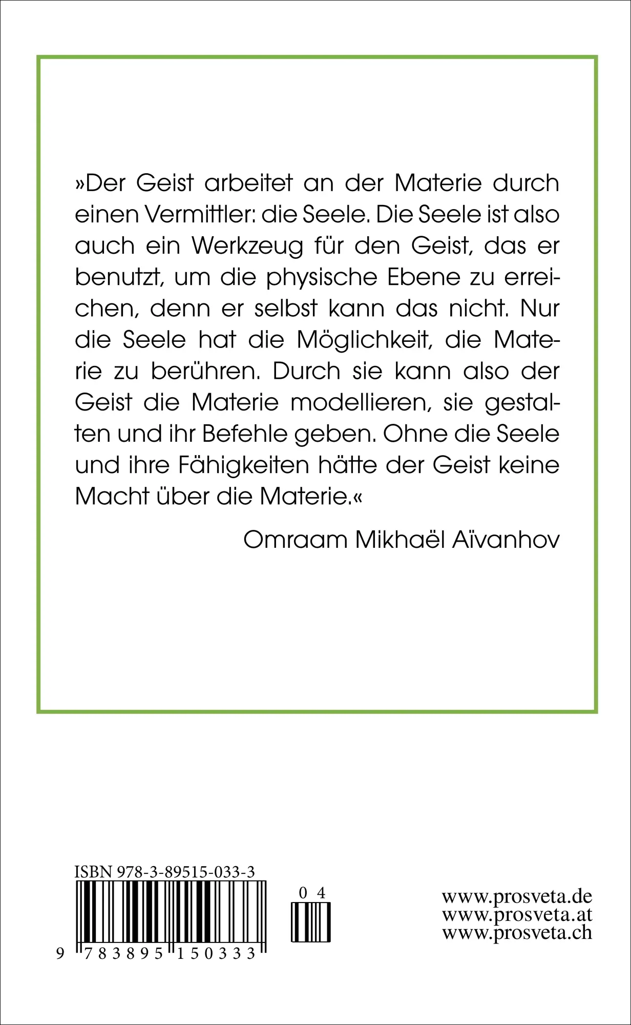 Rückseite: 9783895150333 | Die Seele | Instrument des Geistes | Omraam Mikhaël Aïvanhov | Buch