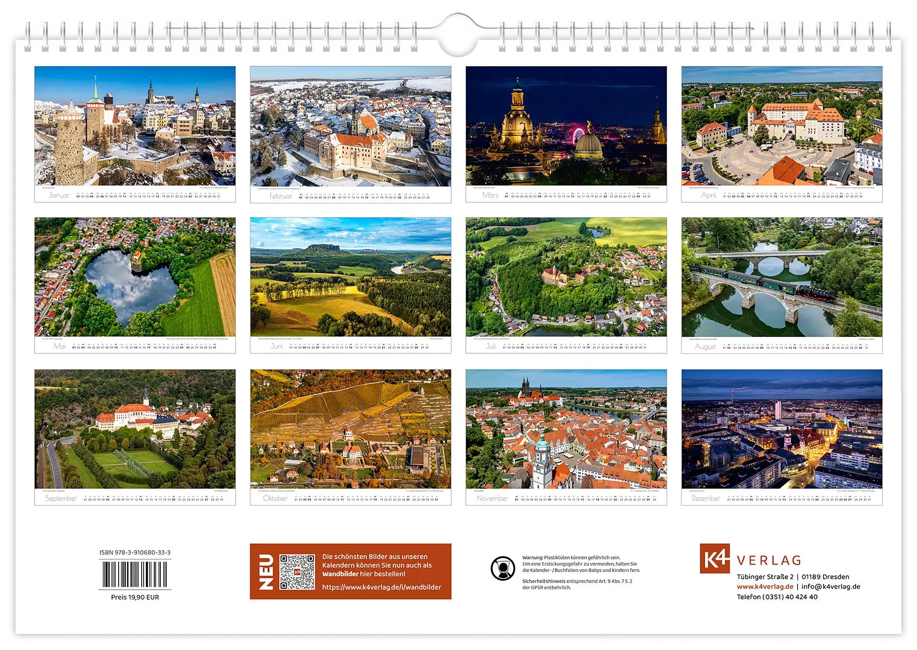 Bild: 9783910680333 | Kalender Sachsen von oben 2026 - Luftaufnahmen | Peter Schubert | 2026