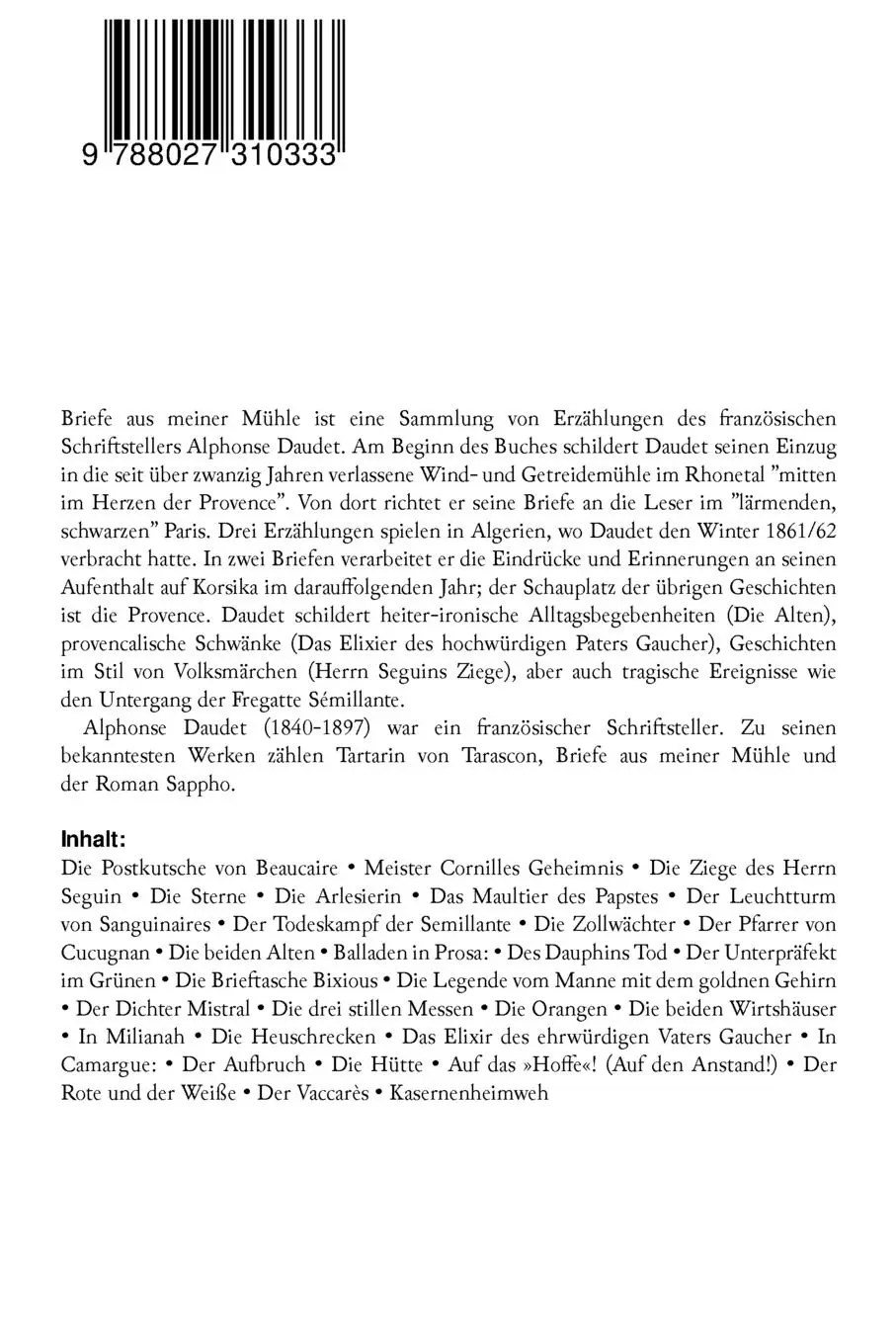 Rückseite: 9788027310333 | Briefe aus meiner Mühle | Alphonse Daudet (u. a.) | Taschenbuch | 2018