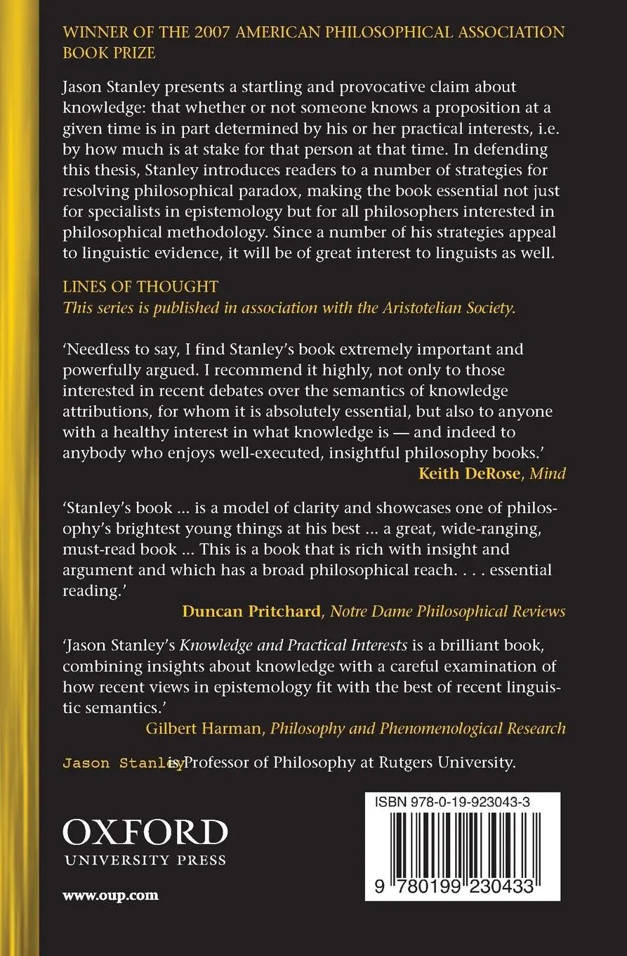 Rückseite: 9780199230433 | Knowledge and Practical Interests | Jason Stanley | Taschenbuch | 2008