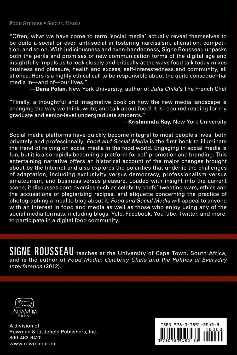 Rückseite: 9780759120433 | Food and Social Media | You Are What You Tweet | Signe Rousseau | Buch