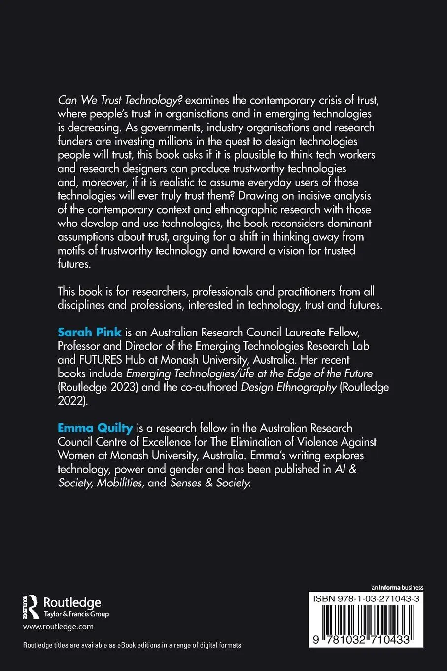 Rückseite: 9781032710433 | Can We Trust Technology? | Sarah Pink (u. a.) | Taschenbuch | Englisch