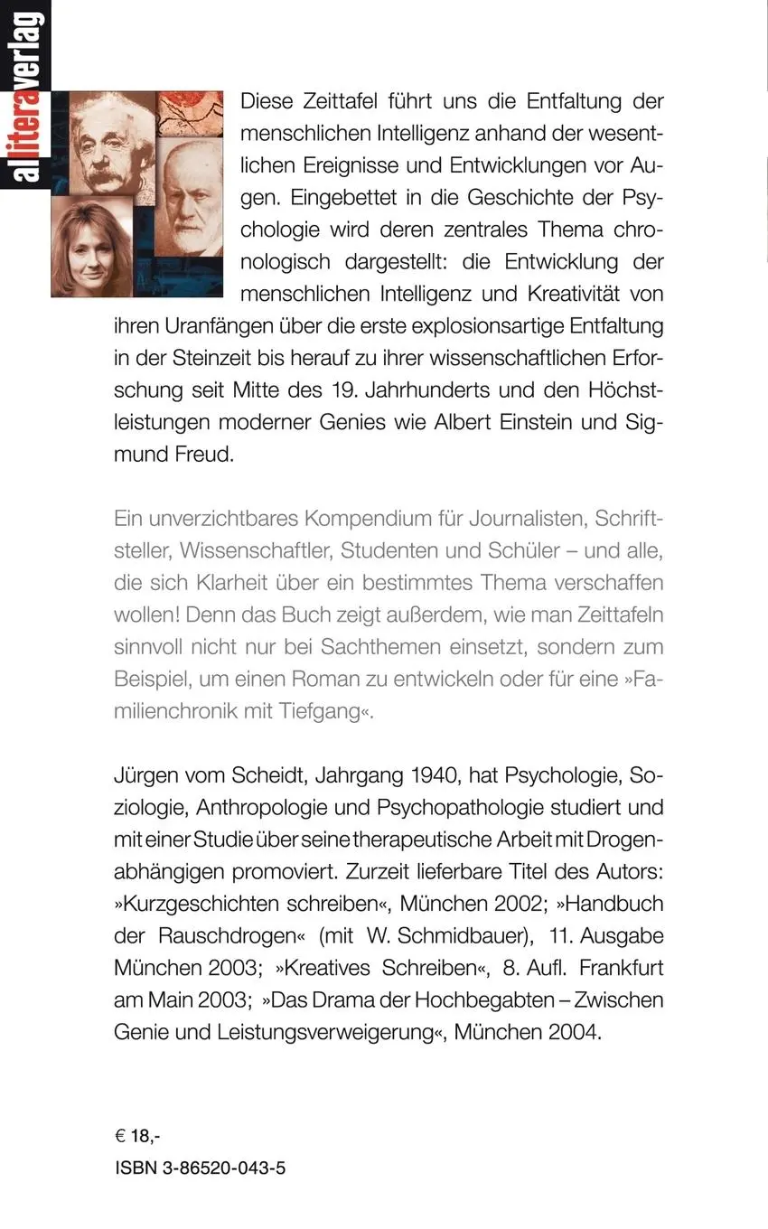 Rückseite: 9783865200433 | Zeittafel zur Psychologie von Intelligenz, Hochbegabung und...