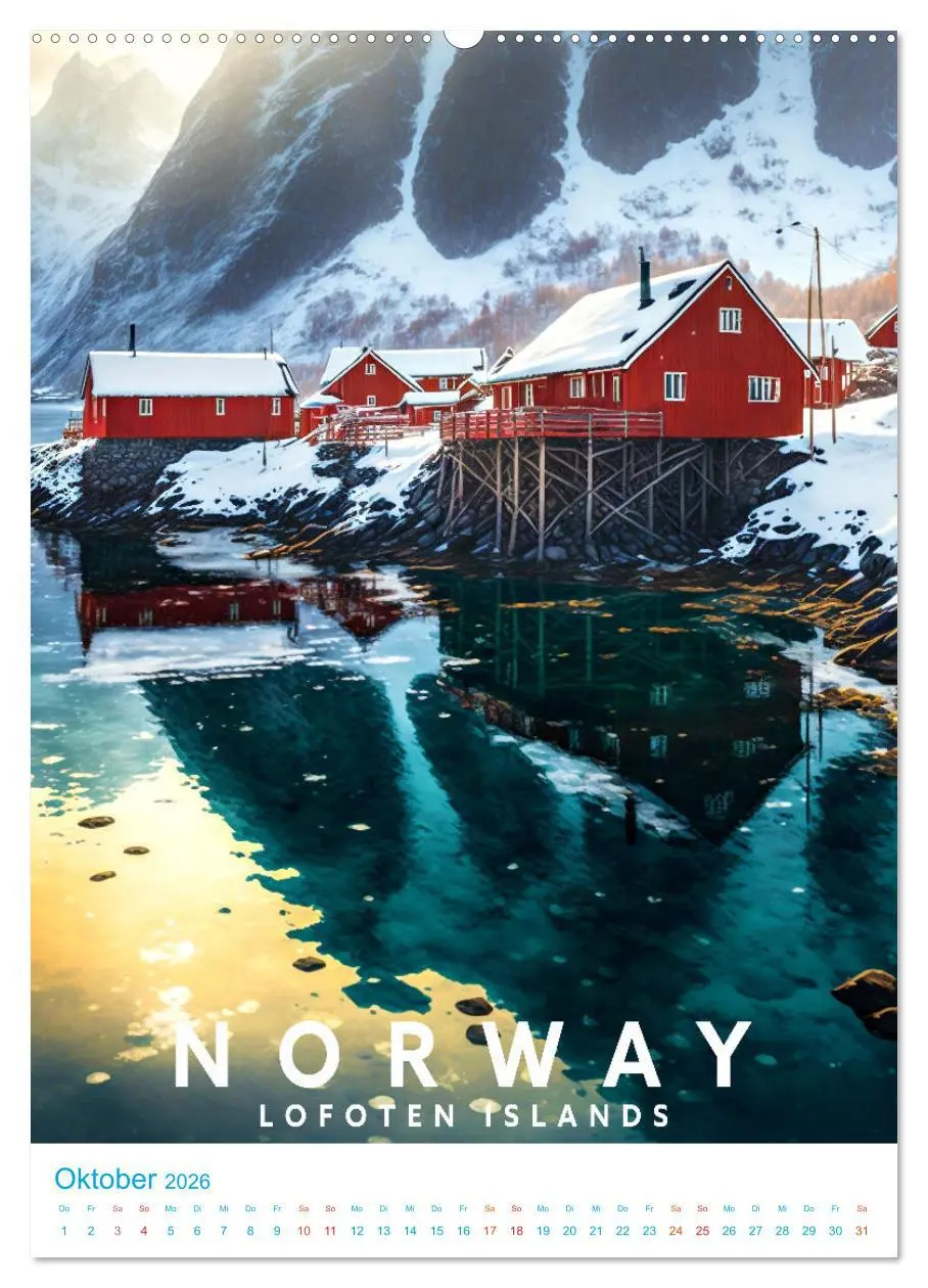 Bild: 9783516330533 | Lofoten - Old School Poster Style (Wandkalender 2026 DIN A2 hoch),...