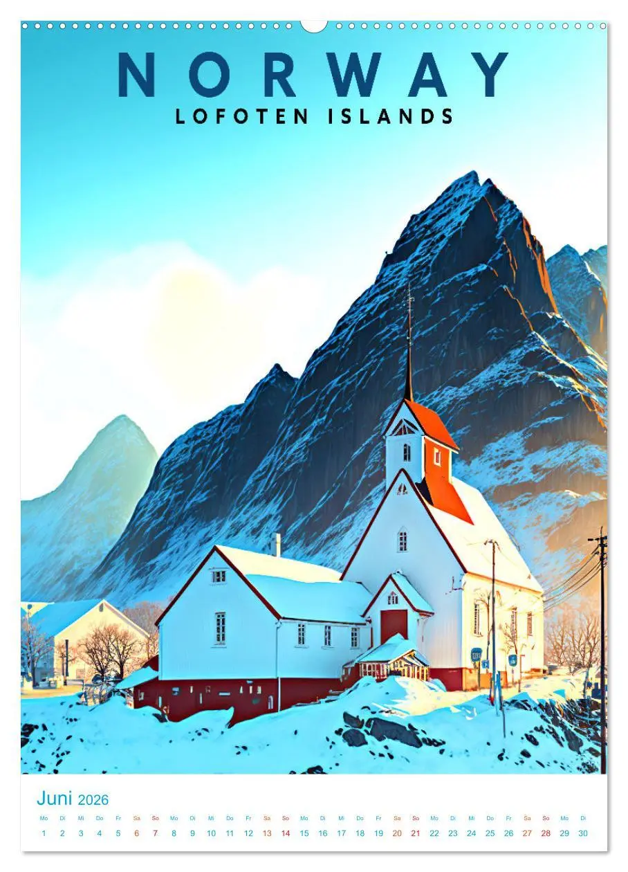 Bild: 9783516330533 | Lofoten - Old School Poster Style (Wandkalender 2026 DIN A2 hoch),...