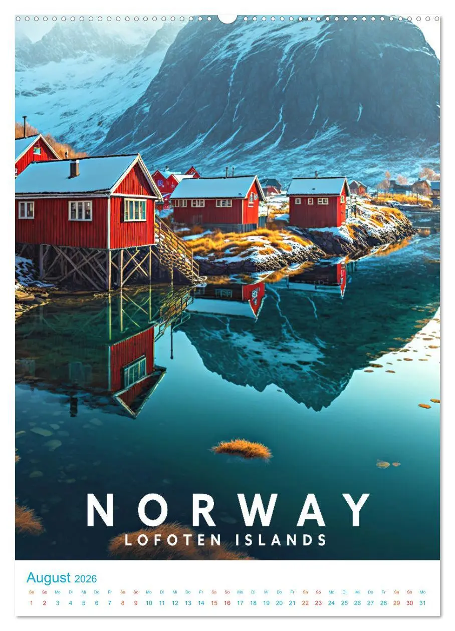 Bild: 9783516330533 | Lofoten - Old School Poster Style (Wandkalender 2026 DIN A2 hoch),...