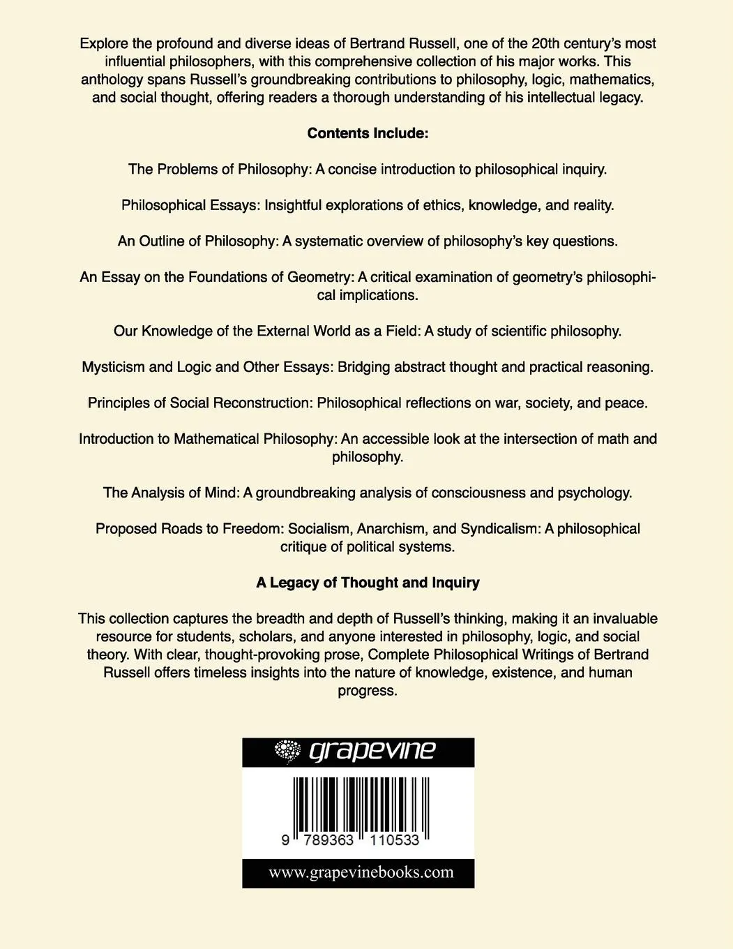 Rückseite: 9789363110533 | Complete Philosophical Writings of Bertrand Russell | Institute | Buch
