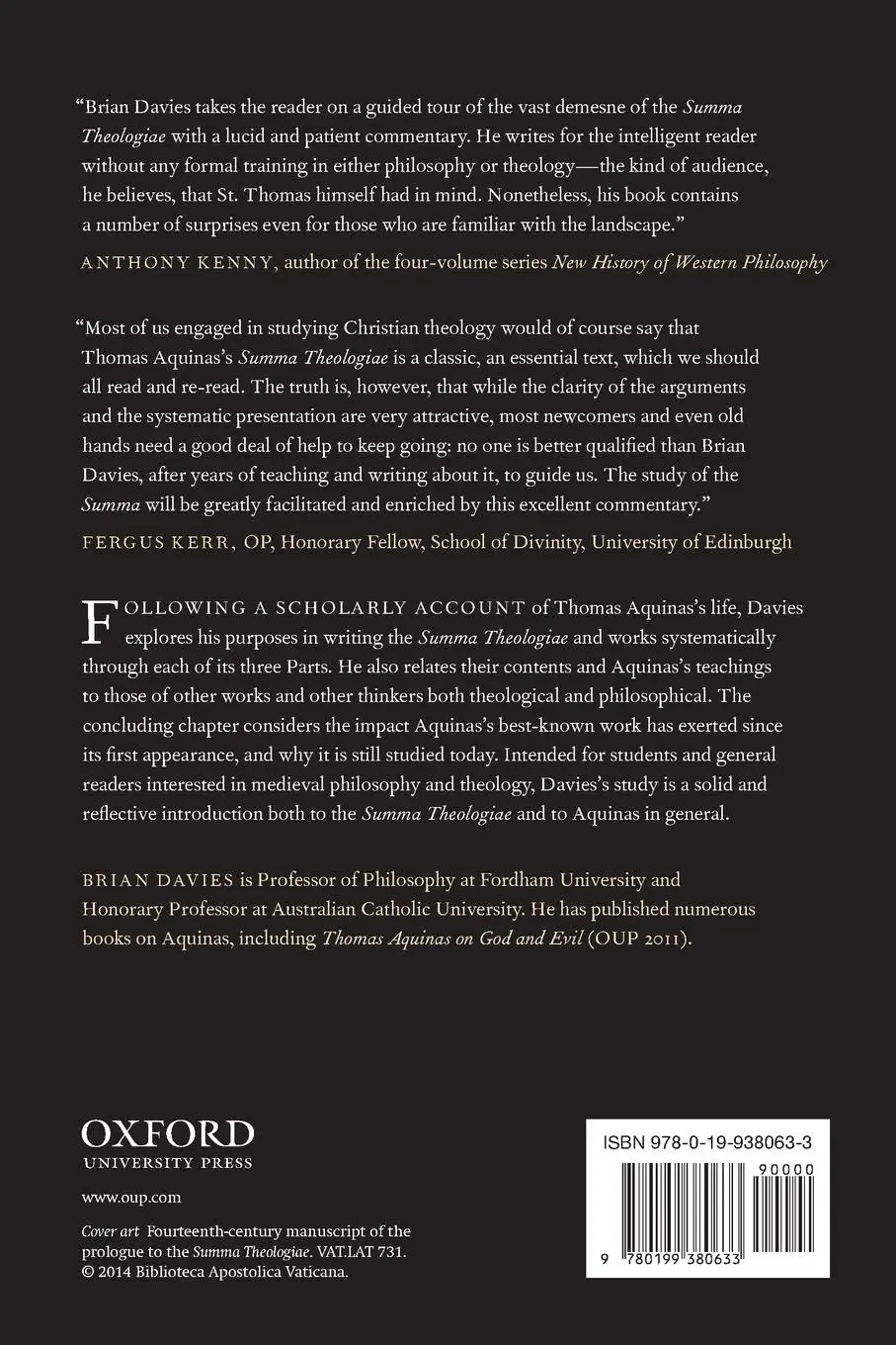 Rückseite: 9780199380633 | Thomas Aquinas's Summa Theologiae | A Guide and Commentary | Davies