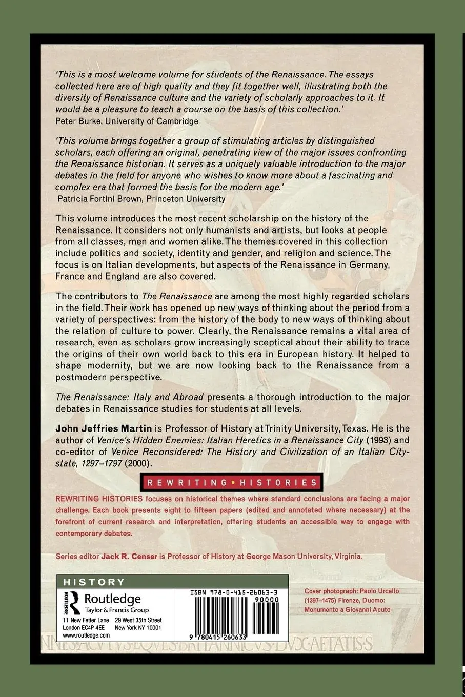 Rückseite: 9780415260633 | The Renaissance | Italy and Abroad | John Jeffries Martin | Buch