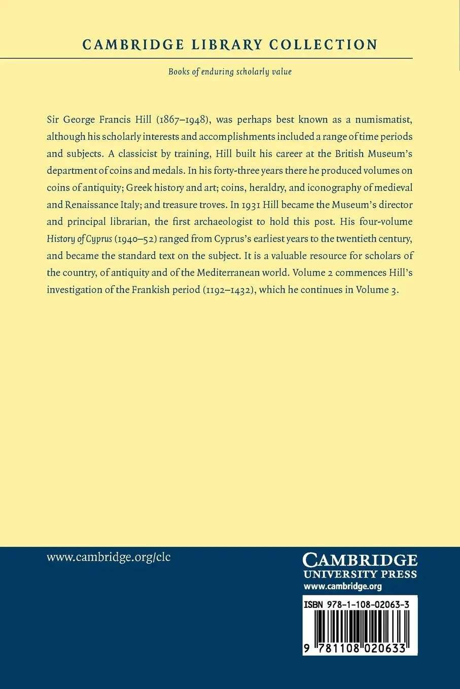 Rückseite: 9781108020633 | A History of Cyprus, Volume 2 | The Frankish Period, 1192-1432 | Hill