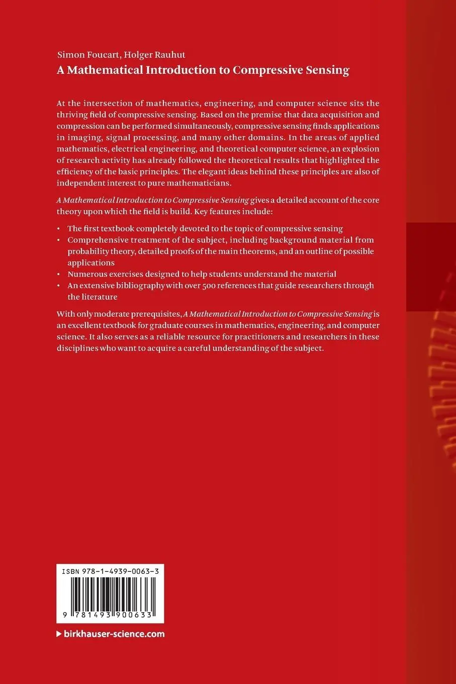 Rückseite: 9781493900633 | A Mathematical Introduction to Compressive Sensing | Rauhut (u. a.)