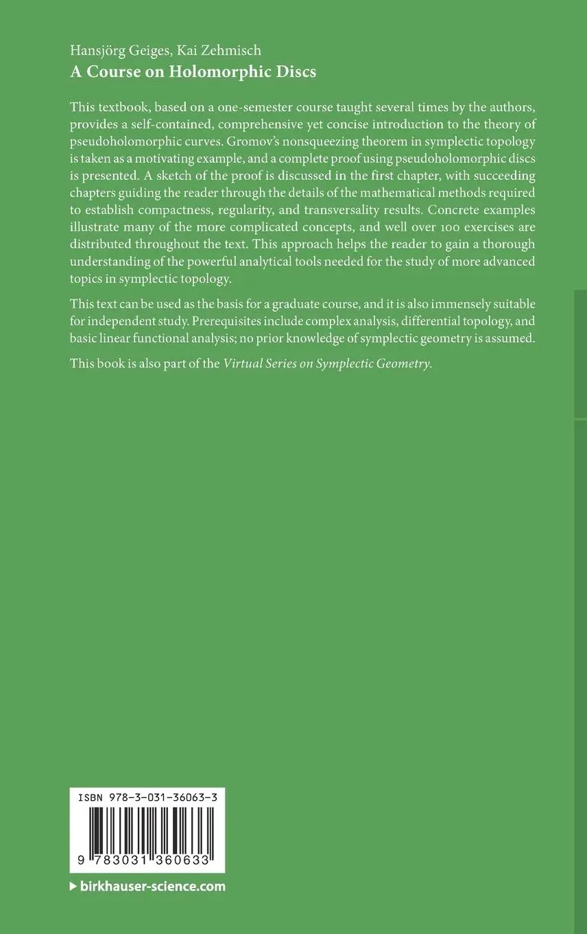 Rückseite: 9783031360633 | A Course on Holomorphic Discs | Kai Zehmisch (u. a.) | Buch | xviii