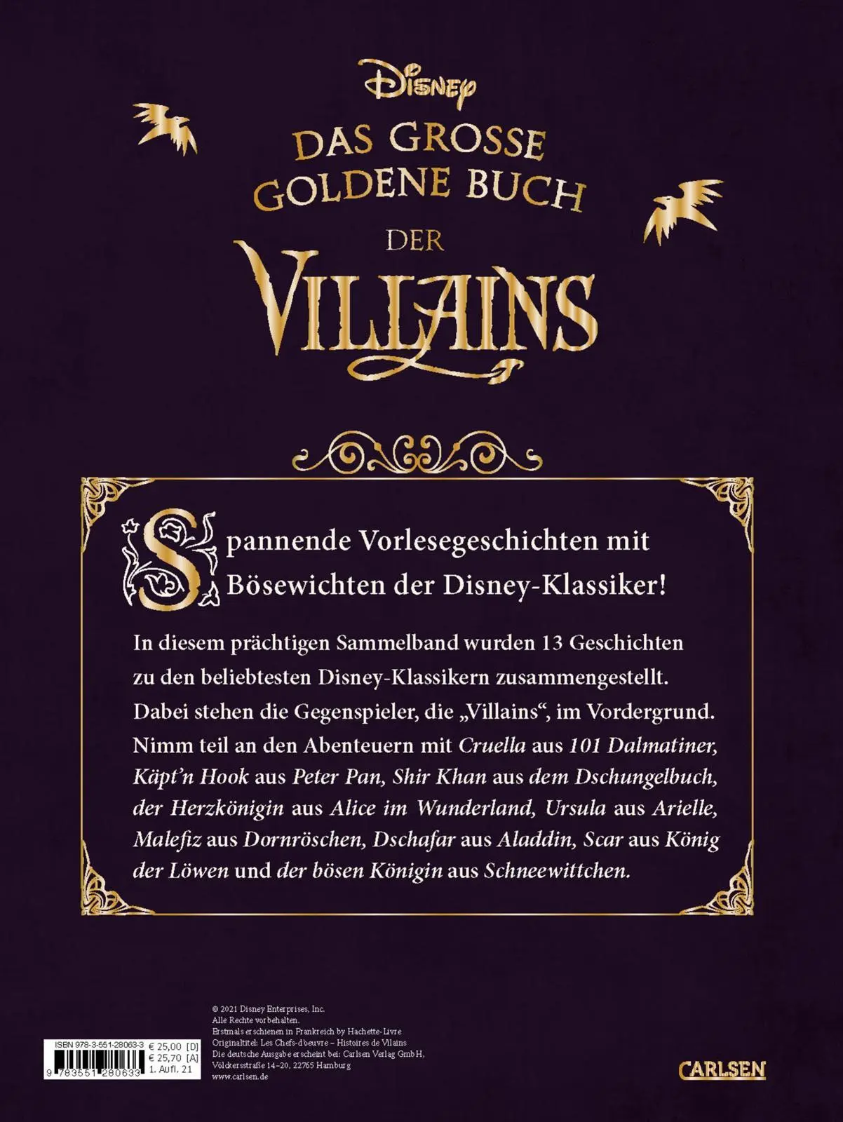 Rückseite: 9783551280633 | Disney: Das große goldene Buch der Villains | Walt Disney | Buch