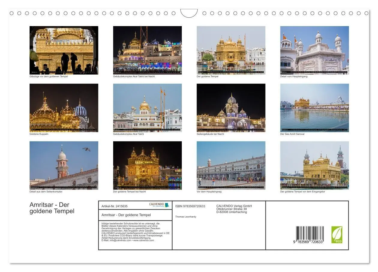Bild: 9783569720633 | Amritsar - Der goldene Tempel (Wandkalender 2027 DIN A3 quer),...